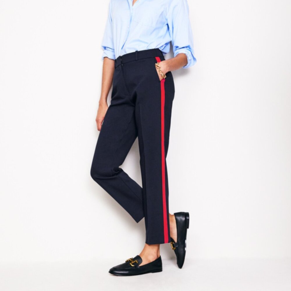 NWT Boden Women's Trousers- Navy with Red Stripe